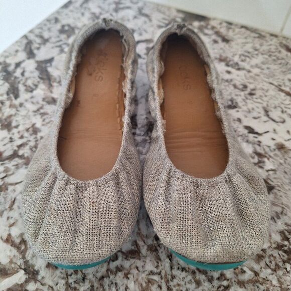 Tieks Brentwood linen leather Ballet Flats Women’s Size 9 Natural Woven Burlap - Picture 1 of 11